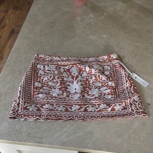 Women's Embroidered Skirt - burnt orange and White